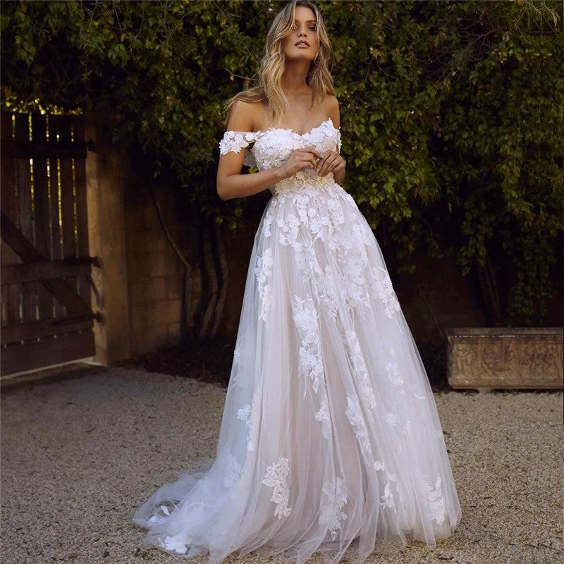 Floral A-Line Wedding Gown