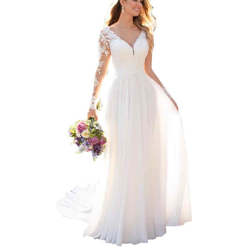 Lace Long-Sleeve Wedding Gown