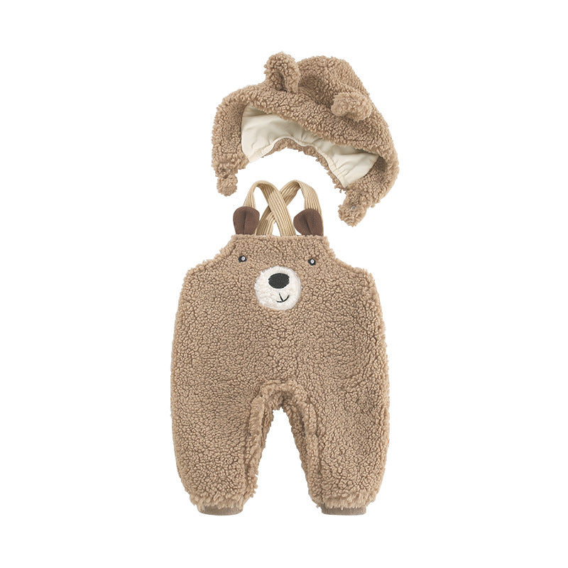 Beary Cute - Baby Suspender Pants & Hat Set