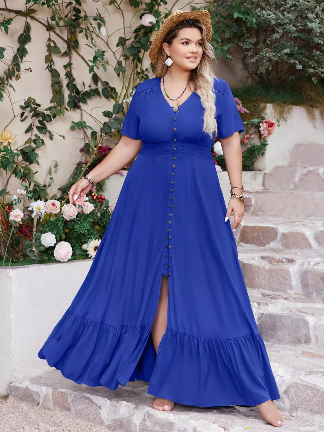 Plus Size Ruffled Hem Maxi Dress