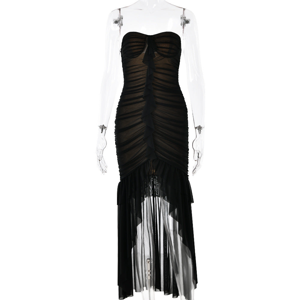 Sleeveless Tube Ruffle Dress