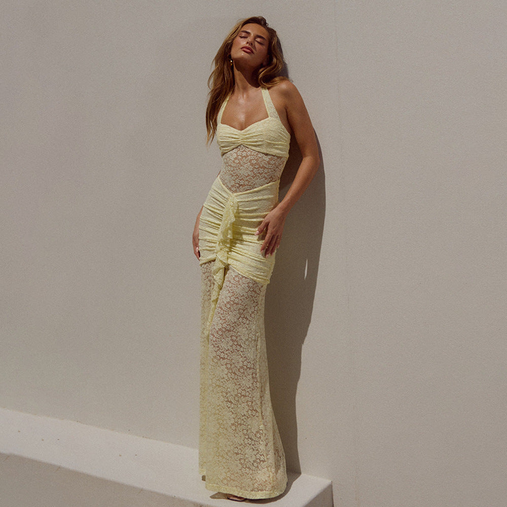 Delicate Sheer Lace Maxi Dress