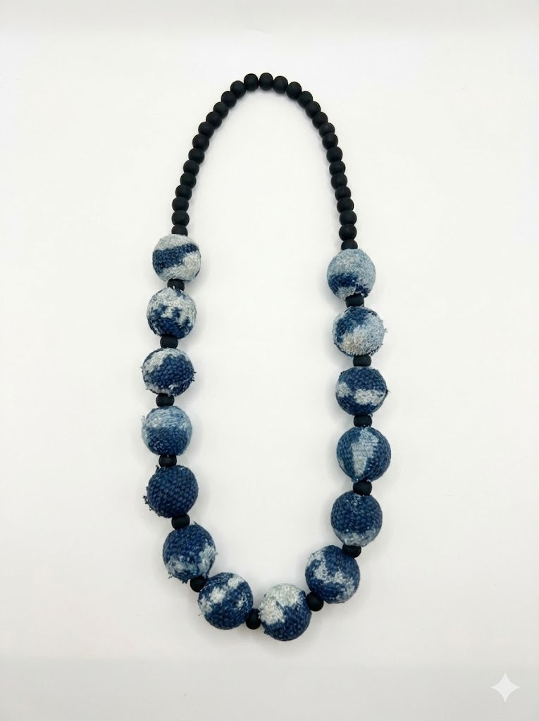 African Handcrafted Tribal Necklace – vibrant cloth and bead jewelry inspired by traditional African craftsmanship