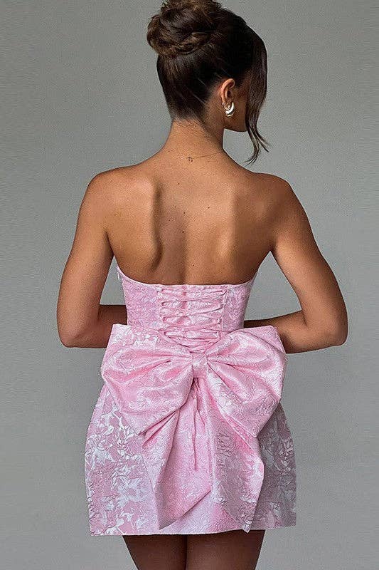 Sexy Marilyn Pink Strapless Bow Dress