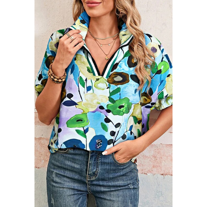 Delicate Floral Puff Sleeve Blouse