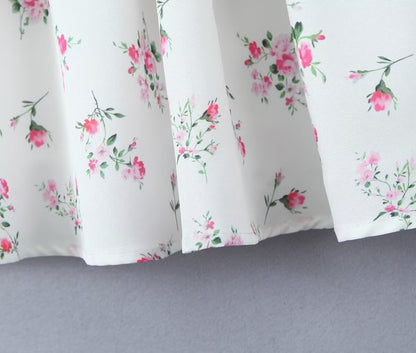 Robe d'été blanche à fleurs pour femmes, sexy, taille ajustée, flatteuse, robe bouffante