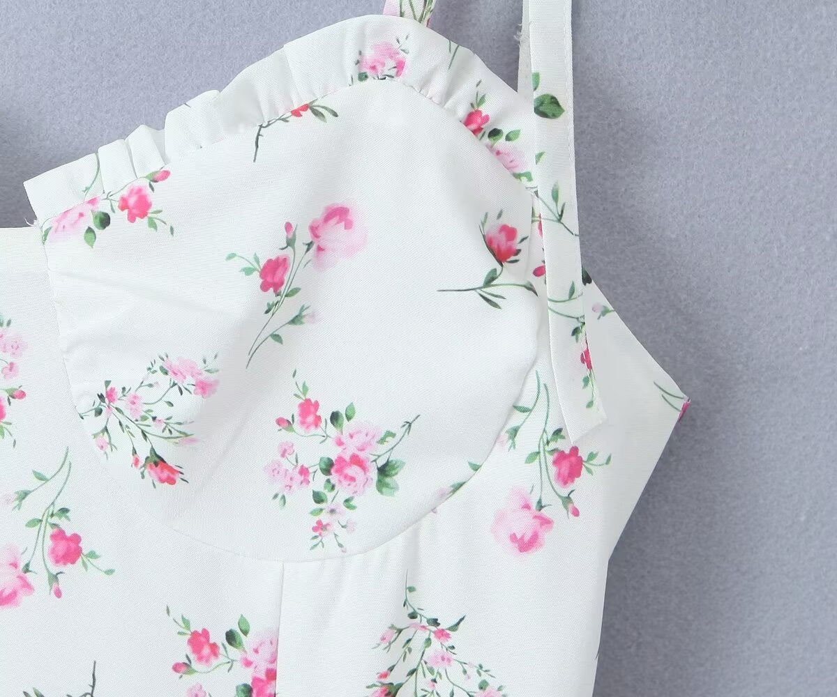Robe d'été blanche à fleurs pour femmes, sexy, taille ajustée, flatteuse, robe bouffante