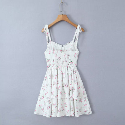 Robe d'été blanche à fleurs pour femmes, sexy, taille ajustée, flatteuse, robe bouffante