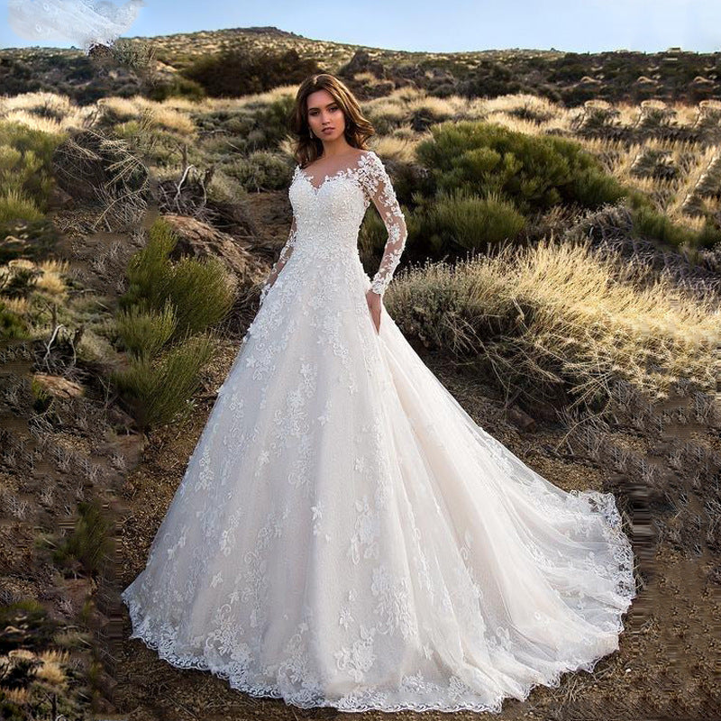 Fairytale Long-Sleeve Lace Wedding Gown