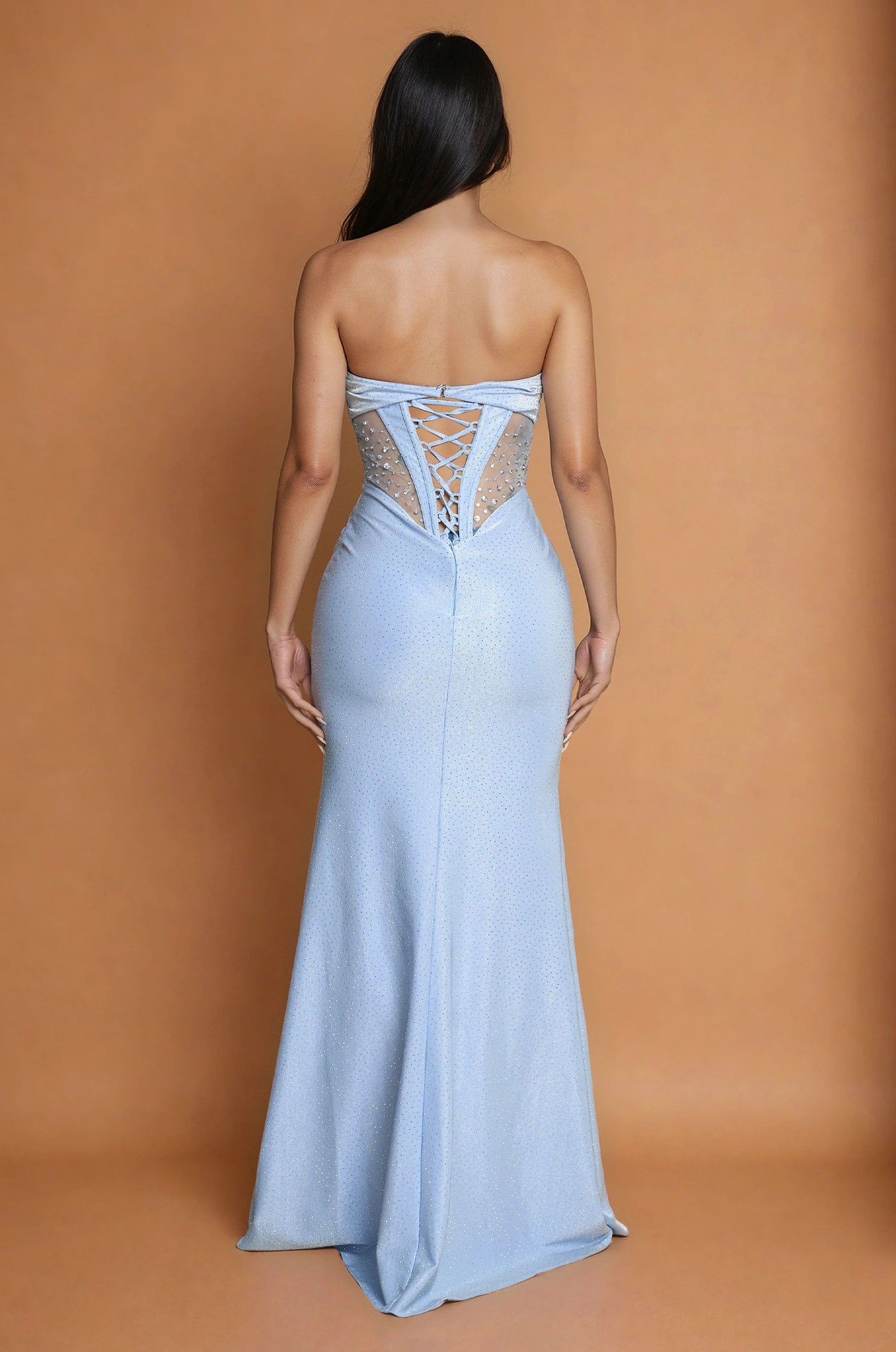 Floor Length Sexy Corset Prom Dress With Slit