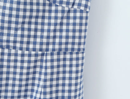 Women French Plaid Sweet Cute Bow Bandage Halterneck off Shoulder Tight Waist Slim Short Dress