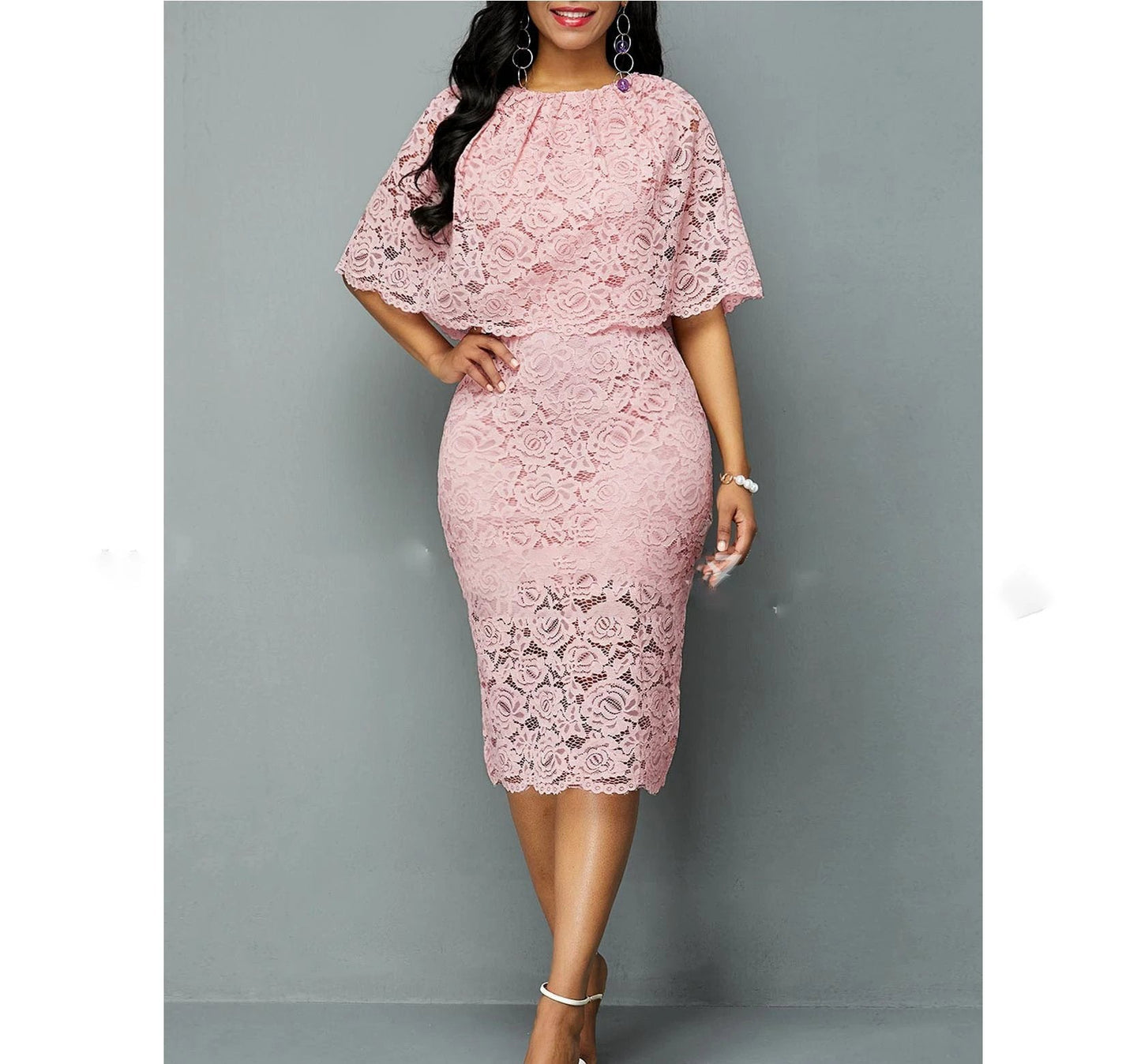 African Lace Midi Dress