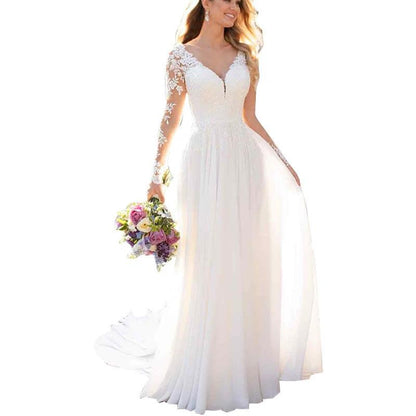 Lace Long-Sleeve Wedding Gown