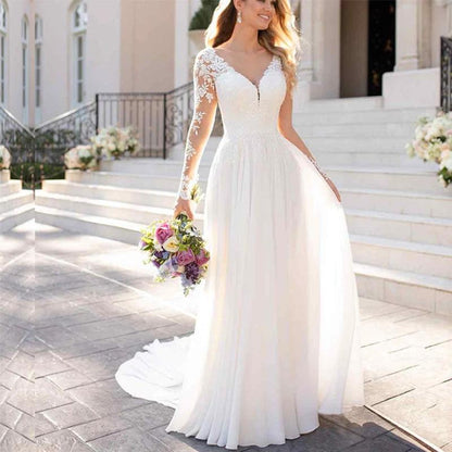 Lace Long-Sleeve Wedding Gown
