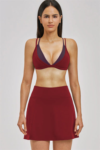 The Seraphine Layered V Sports Bra Skirt 2-Piece Set