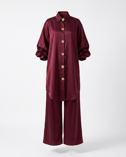 Elegant Loose Solid Two-Piece Set
