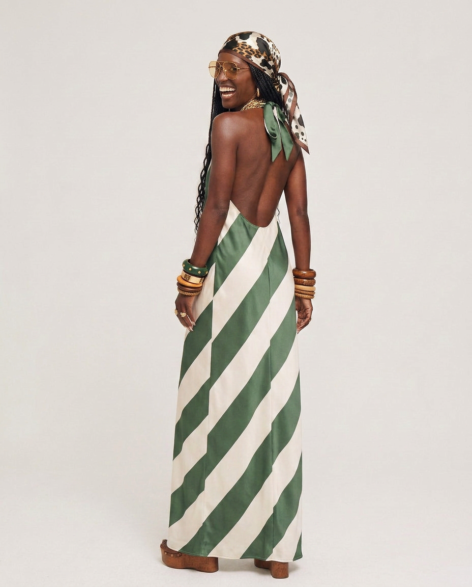 Liberated Striped Halter Maxi Dress