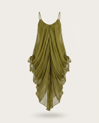 Liberated Sheer Draped Mini Dress