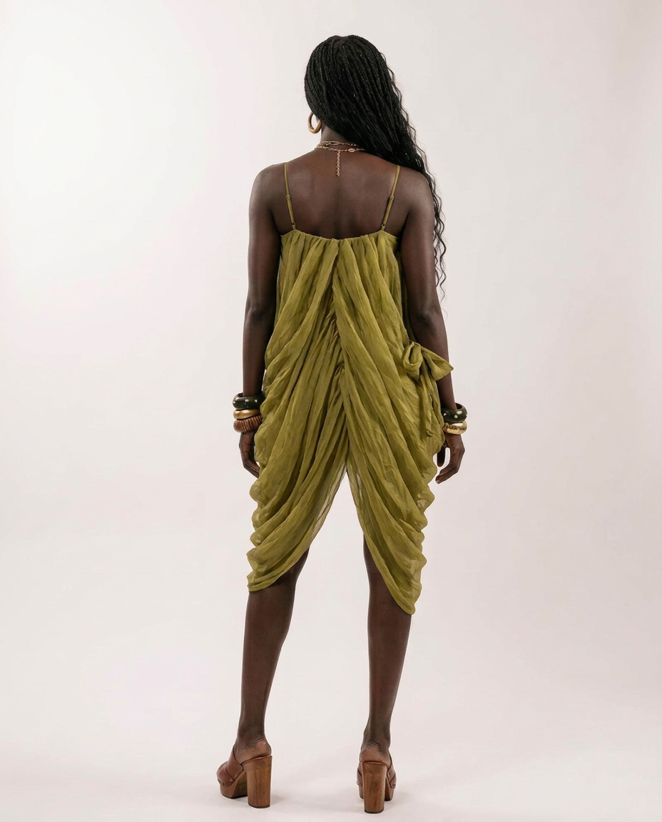 Liberated Sheer Draped Mini Dress