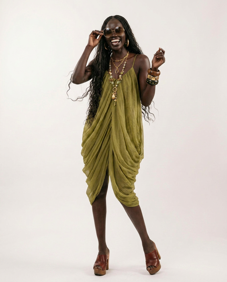 Liberated Sheer Draped Mini Dress