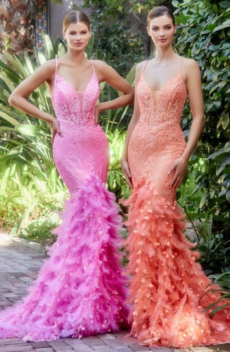 Fiercely Feathered Mermaid Gown