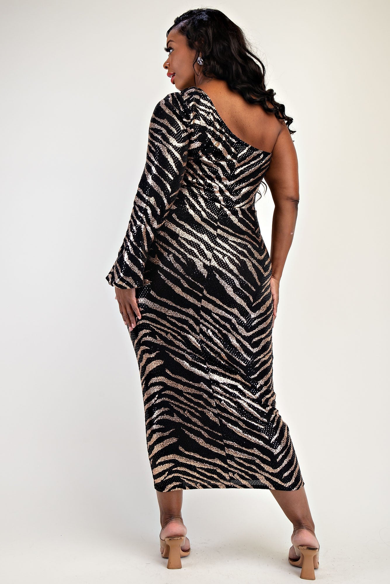 Zealous Zebra Midi Curve Dress