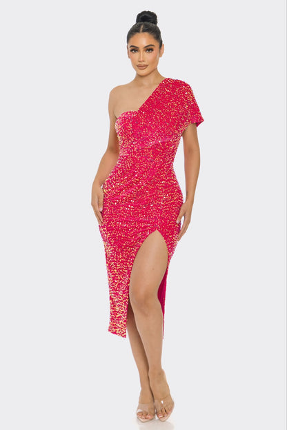 Sassy Shoulder Midi Dress