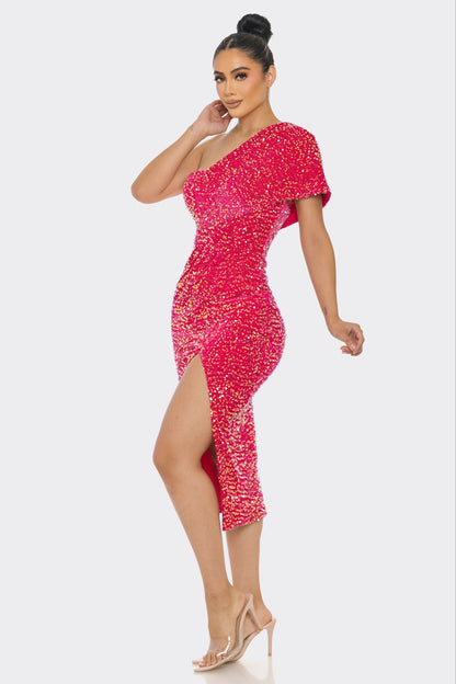 Sassy Shoulder Midi Dress