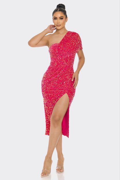 Sassy Shoulder Midi Dress