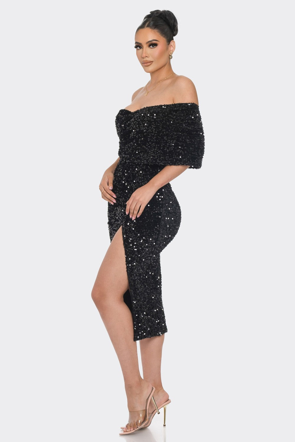 Sassy Shoulder Midi Dress