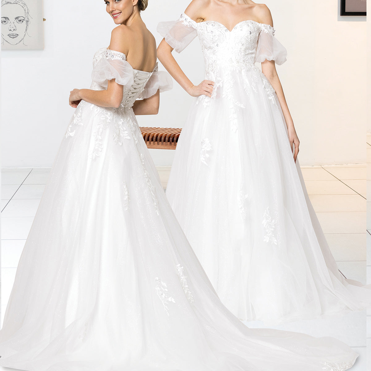 Elegant Off Shoulder Wedding Gown