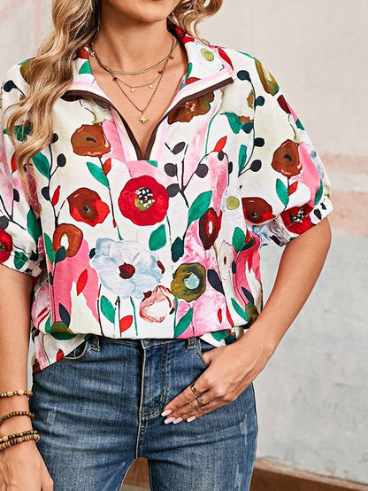Delicate Floral Puff Sleeve Blouse