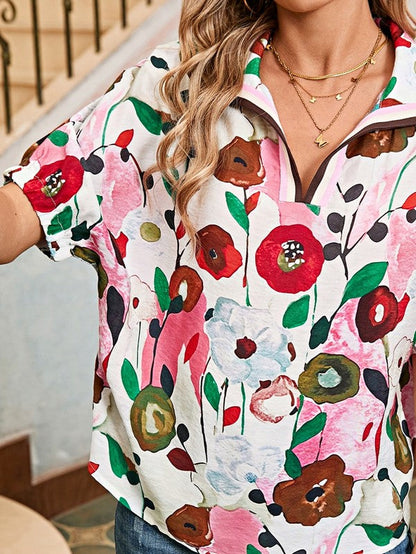 Delicate Floral Puff Sleeve Blouse