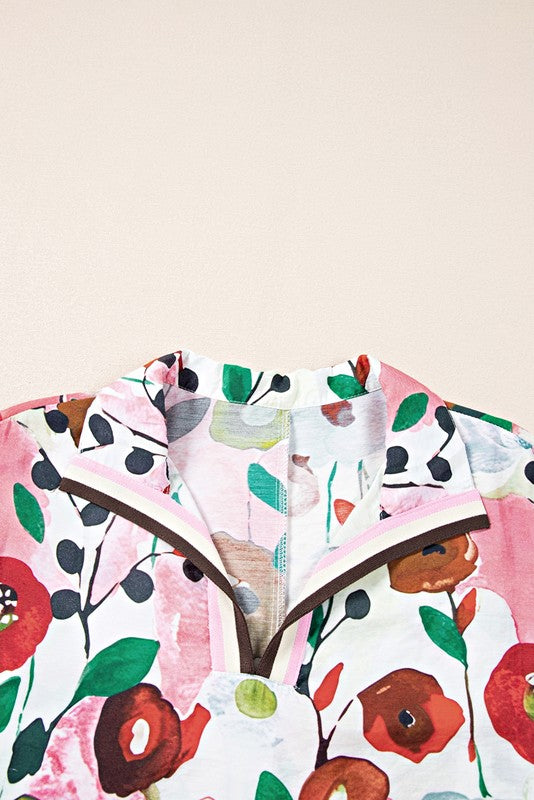 Delicate Floral Puff Sleeve Blouse