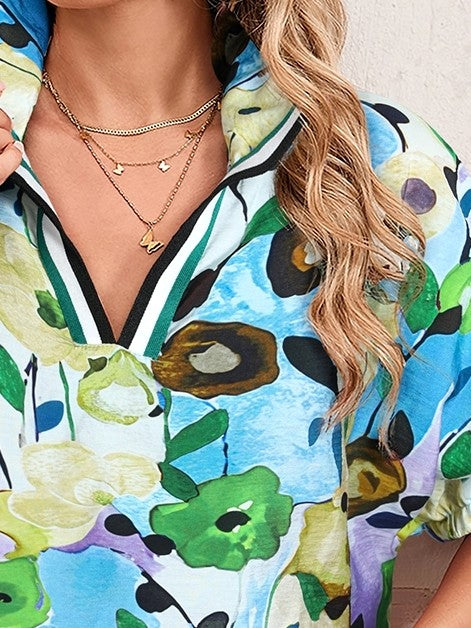 Delicate Floral Puff Sleeve Blouse