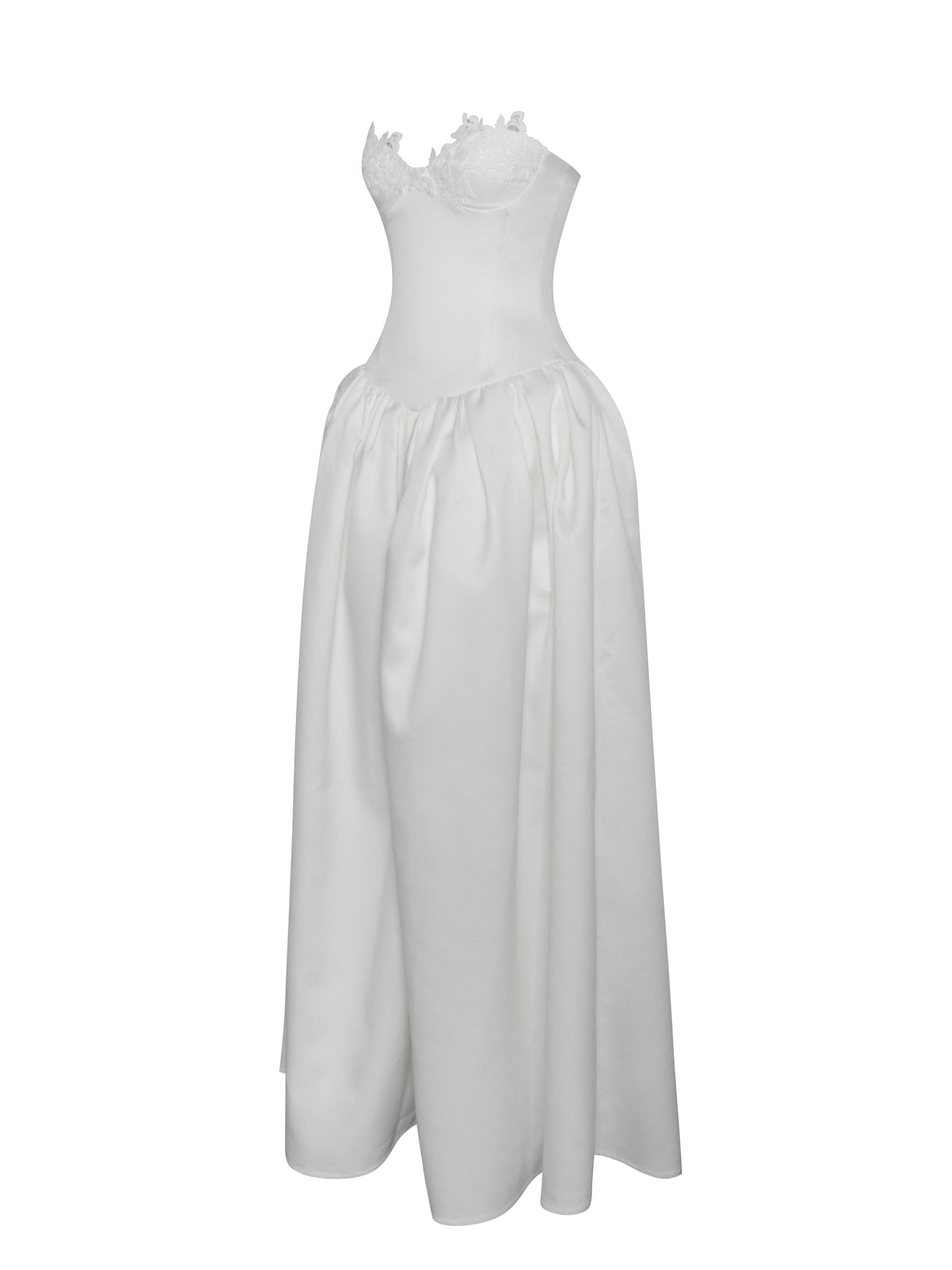 Naila Lace Trim Strapless Drop Waist Wedding Gown