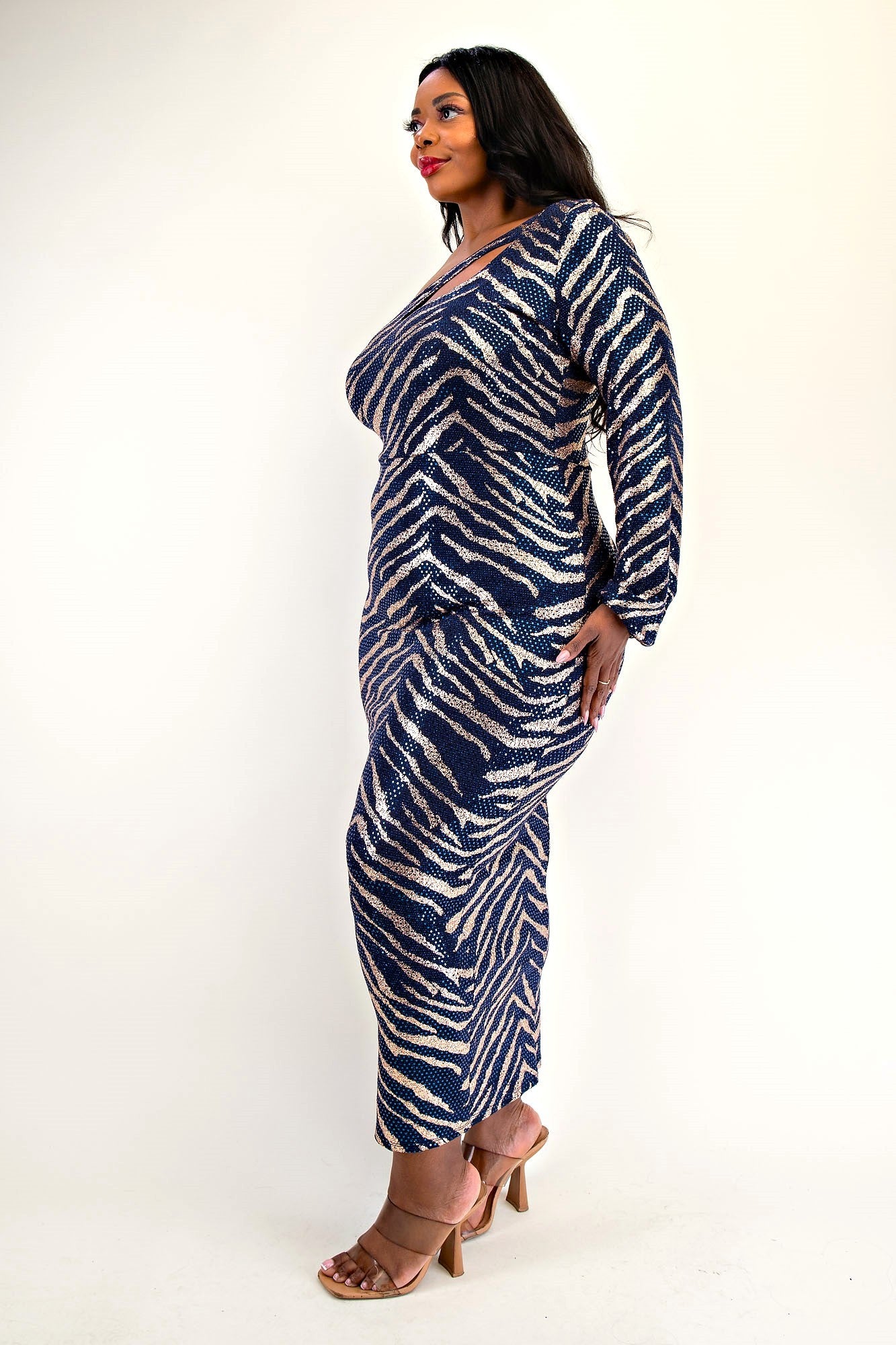 Zealous Zebra Midi Curve Dress