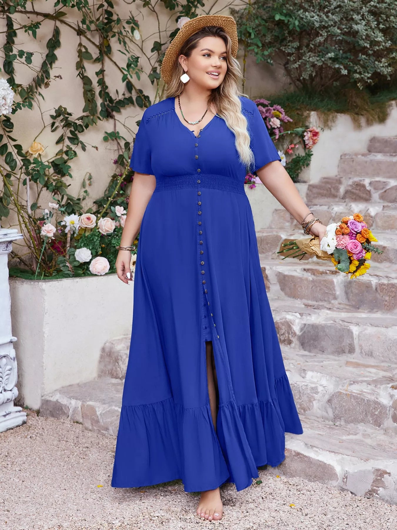 Plus Size Ruffled Hem Maxi Dress