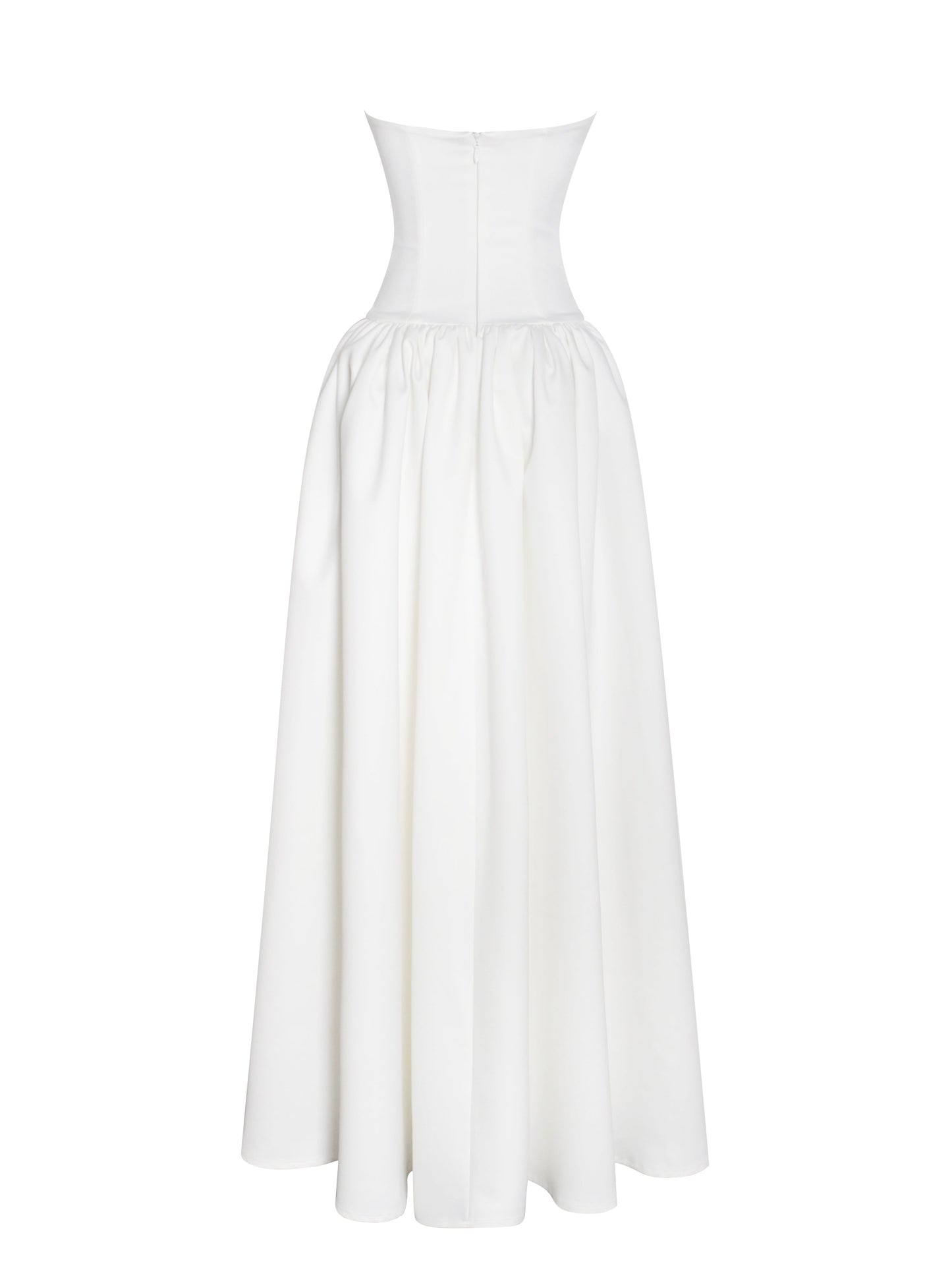 Umay White Drop Waist Satin Corset Bridal Gown