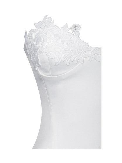 Naila Lace Trim Strapless Drop Waist Wedding Gown