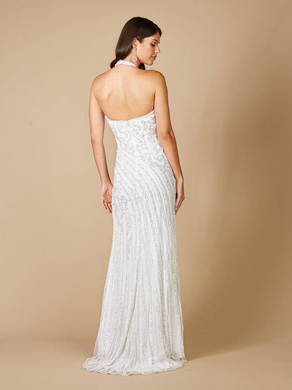 Beaded Wedding Dress with Halter Neck
