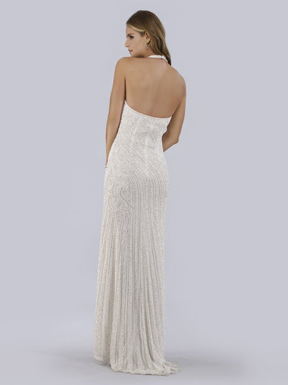 Beaded Wedding Dress with Halter Neck