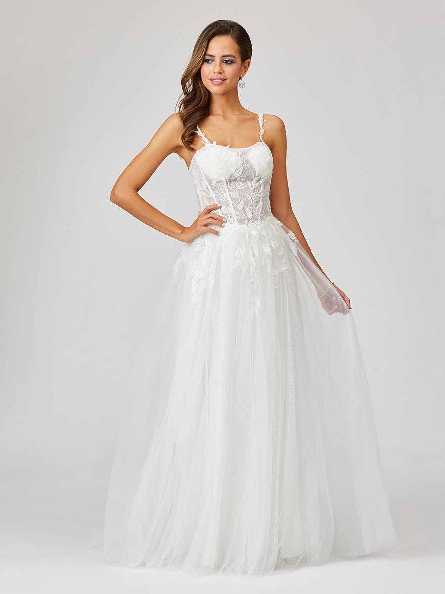 Sheer Bodice Lace Bridal Ballgown