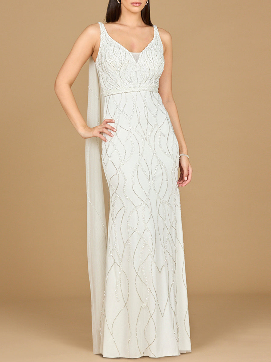 Beaded Wedding Gown with Cape