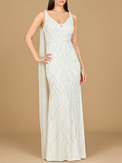 Beaded Wedding Gown with Cape