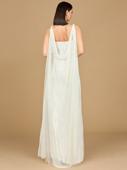 Beaded Wedding Gown with Cape