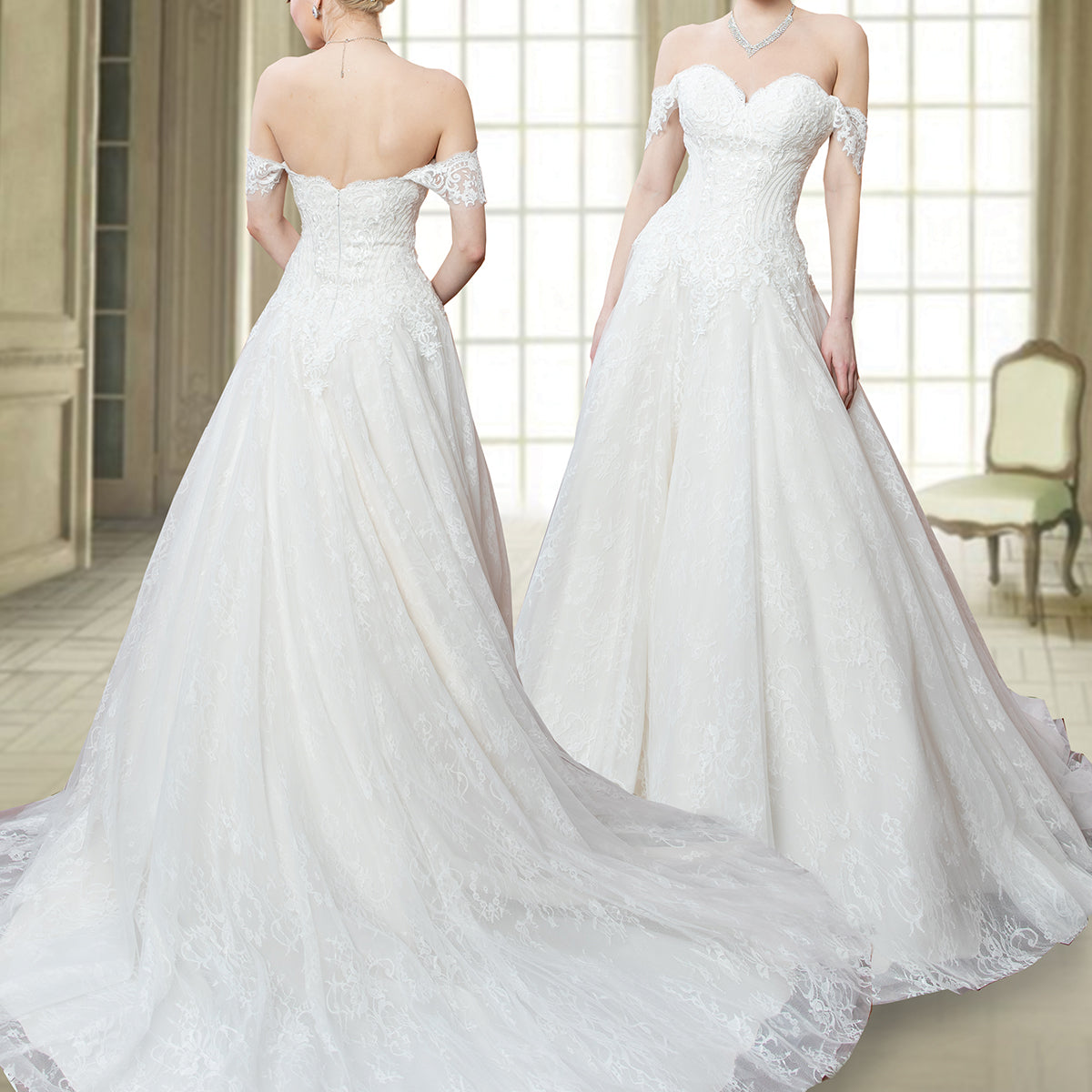 Timeless A-Line Off-Shoulder Wedding Dress