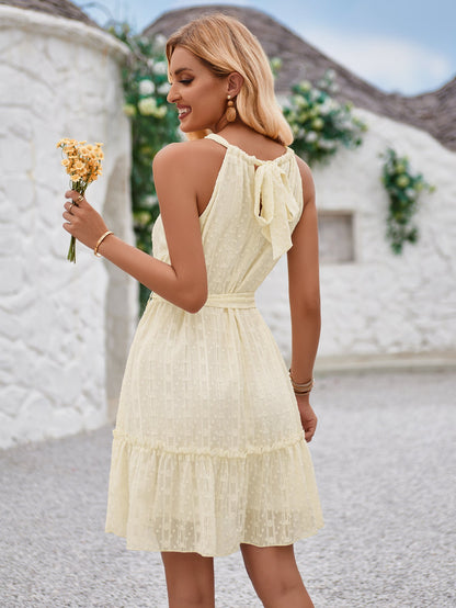 Halterneck Summer Casual Lace Tie Waist Dress