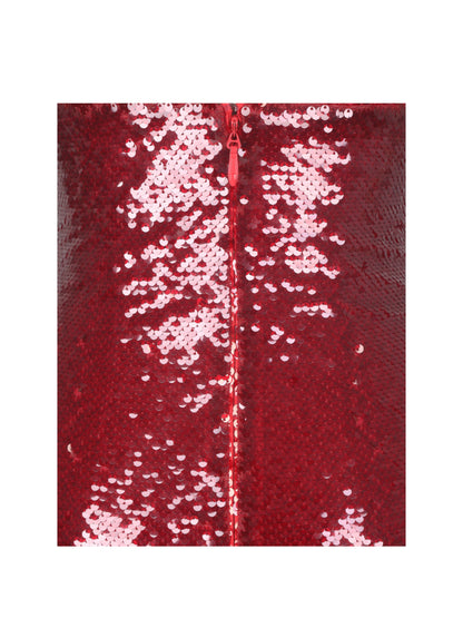 Shanelle Crimson Sequin Plunging Midi Dress