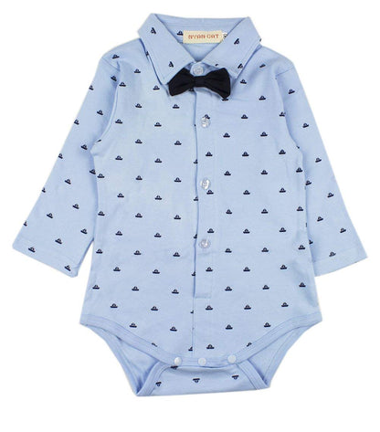 Little Gentlemen - Baby Boys Blue Romper, Pants, Vest and Hat 4-Piece Clothing Set